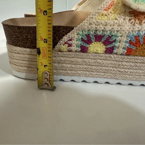 New Dirty Laundry Plays Crochet Platform Sandal Size 8 multi-color Espadrilles - Picture 10 of 11